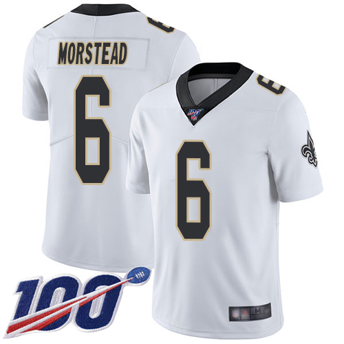 Men New Orleans Saints Limited White Thomas Morstead Road Jersey NFL Football 6 100th Season Vapor Untouchable Jersey